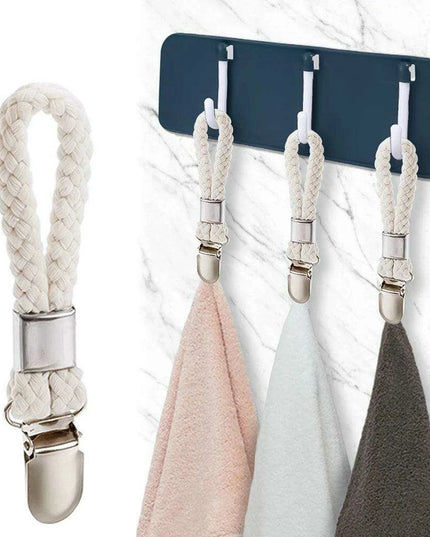 Cotton Loop Kitchen Towel Clip Hanger Set for Efficient Towel Storage and Organization