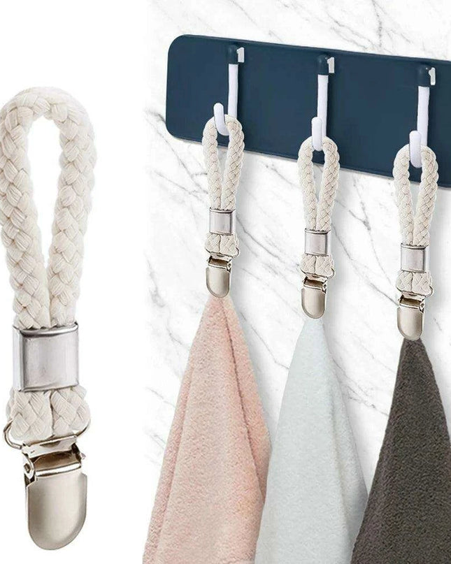 Cotton Loop Kitchen Towel Clip Hanger Set for Efficient Towel Storage and Organization