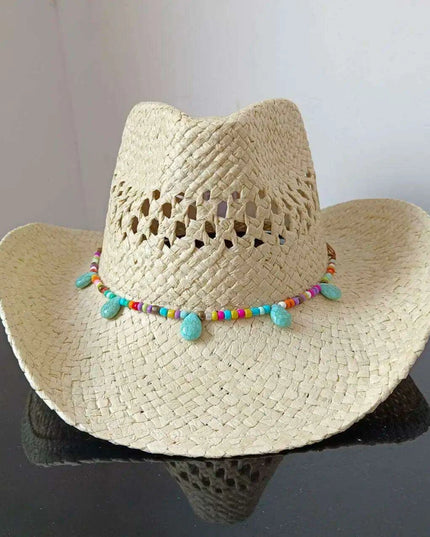 Lake Blue Western Cowboy Straw Hat Unisex with Adjustable Size