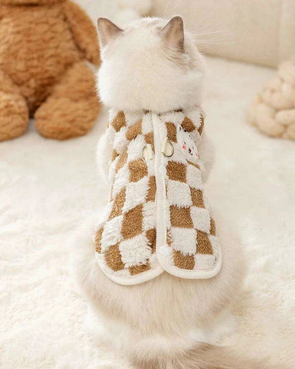 Cozy Plush Sweet Bear Print Winter Sweater for Small Dogs & Puppies with Secure Buckle Closure