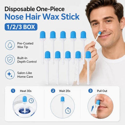 Disposable Nose Hair Wax Sticks with Collar Guard, 10–30 Pieces