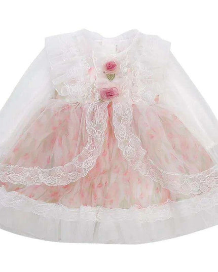 Enchanted Floral Tulle Princess Dress for Girls with Long Sleeves