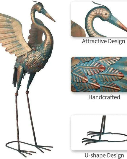Majestic Bronze Crane Garden Sculpture for Timeless Outdoor Elegance - Transform Your Landscape