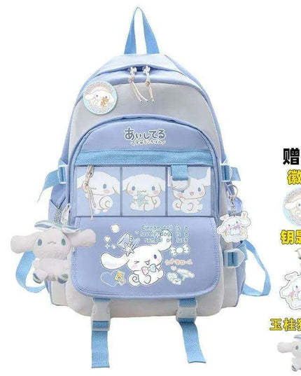 Charming Cinnamoroll Plush Backpack - Stylish and Spacious Kids' School Bag in Black and Blue Sanrio Theme