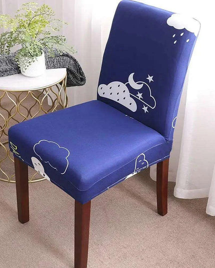 Chic Dark Blue Floral Slipcover for Nordic-Inspired Chairs