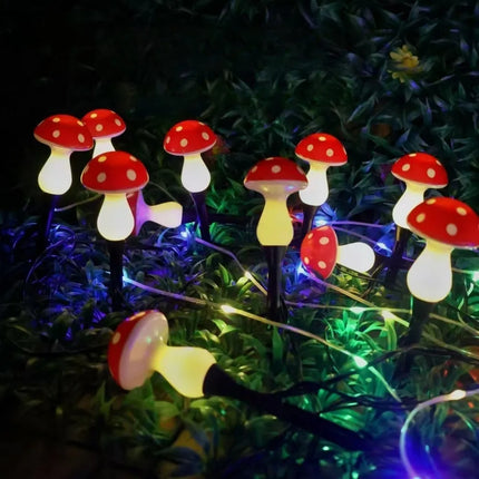 Solar Mushroom Garden Ground Light | 8 & 12 LED, 8 Lighting Modes, Warm White