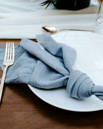 Chic Hand-Torn Organic Cotton Napkins in Slate Blue - Set of 12