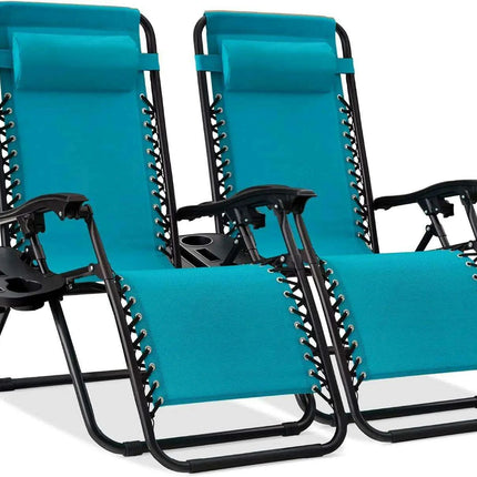 Luxury Zero Gravity Lounge Chairs Set with Accessories in Elegant Black