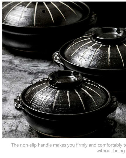 Elegant Japanese Ceramic Soup Pot - 2.6L Versatile Stovetop Cookware