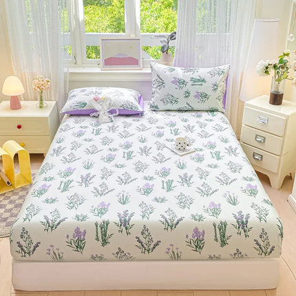 Housewear Cotton Fitted Sheet - Soft, Comfortable, Elastic Band, Print