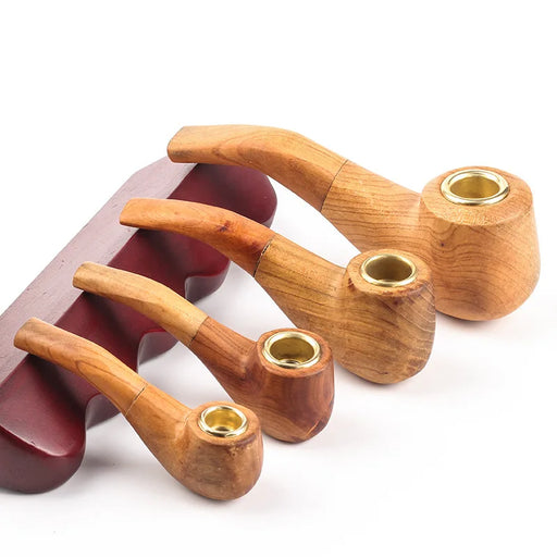Handcrafted Wooden Tobacco Pipe with Alloy Herb Chamber