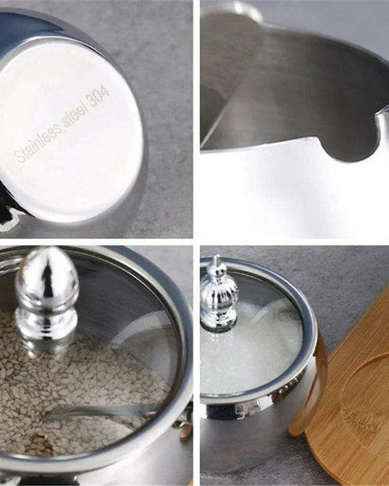 Stainless Steel Spice Storage and Oil Sprayer Set - Essential Organizer for Culinary Lovers