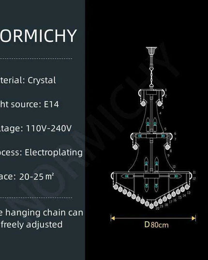 Opulent Chrome Crystal Chandelier - Elegant Lighting Solution for Luxury Hotels, Villas, and High-End Interiors