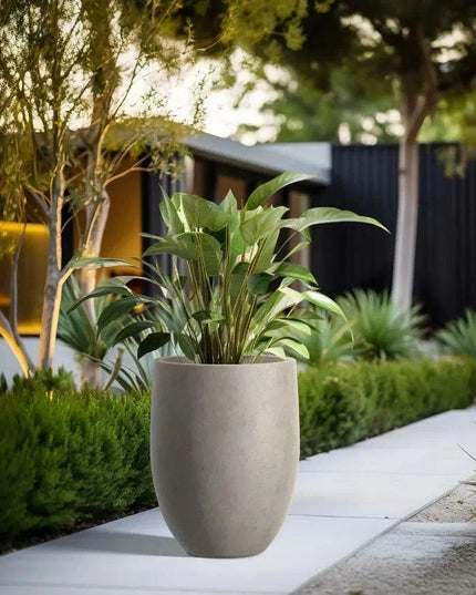 Contemporary Weathered Concrete Tall Planter with Smart Drainage System - Stylish Large Pot for Indoor and Outdoor Plants