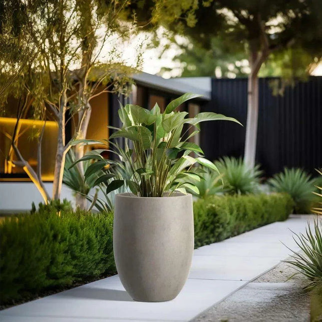 Contemporary Weathered Concrete Tall Planter with Smart Drainage System - Stylish Large Pot for Indoor and Outdoor Plants