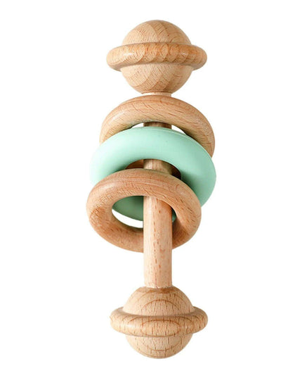 Eco-Friendly Handmade Crochet Baby Rattle with Wooden Teether