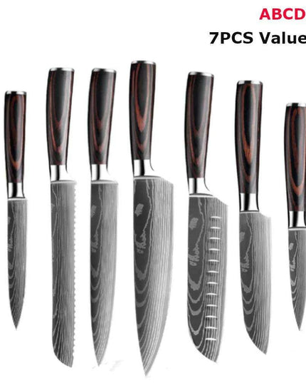 Exquisite Damascus Steel Chef Knife Collection - 1-10Pcs Japanese Santoku and Utility Knives for Culinary Excellence
