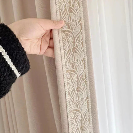 Cream Chenille French Curtains with Sheer Tulle Option | Très Élite