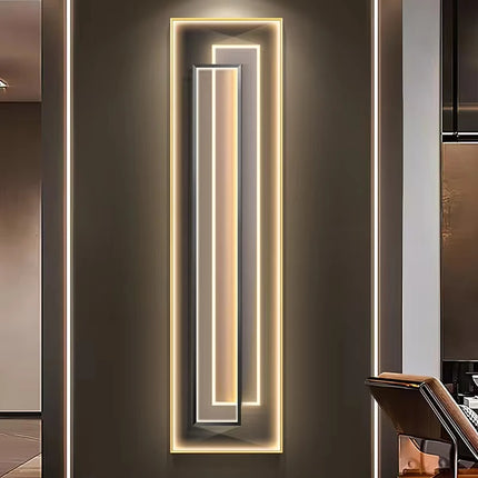 Vertical LED Hanging Art Light with Decorative Frame