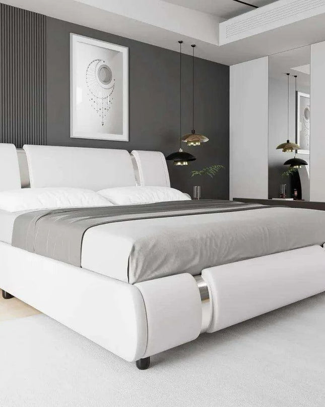 Modern Adjustable Curved Headboard Stainless Steel Bed Frame