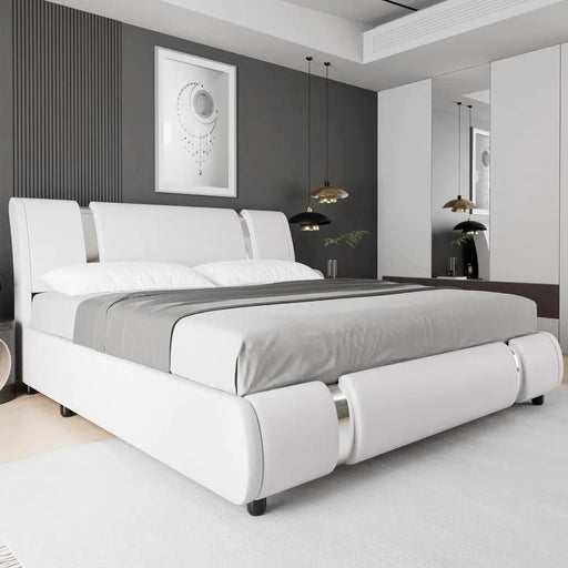Modern Adjustable Curved Headboard Stainless Steel Bed Frame