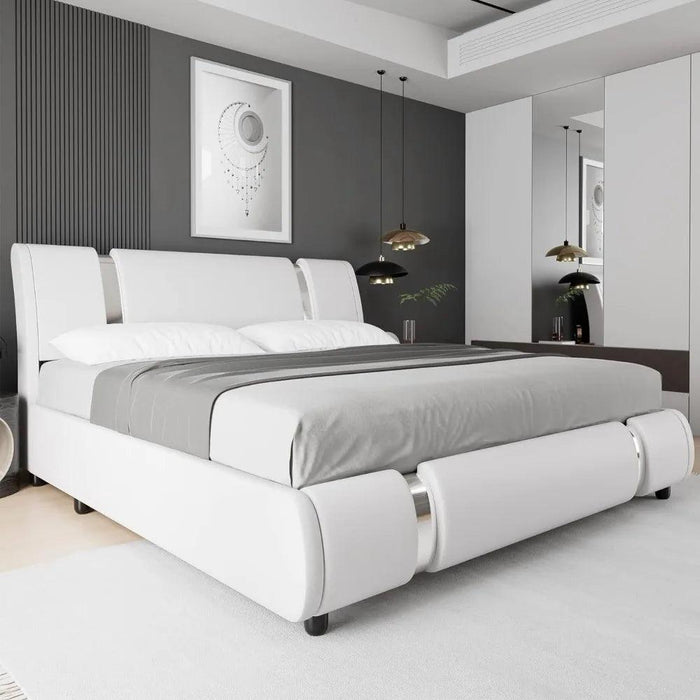 Modern Adjustable Curved Headboard Stainless Steel Bed Frame