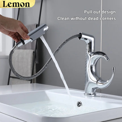 Pull-Out Basin Faucet with Digital Temperature Display & Adjustable Height