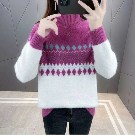 Korean-Inspired Luxe Knit Pullover Sweater - Chic Winter Fashion for Women