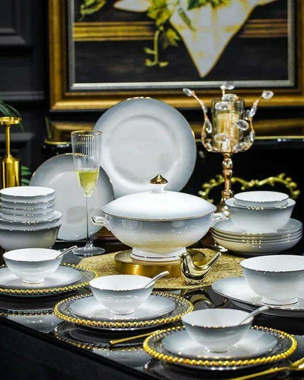 Elegant 62/40-Piece Bone China Dining Set with Authentic Chopsticks for an Exquisite Dining Experience