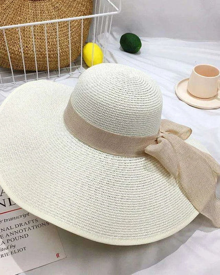 Korean-Inspired Oversized Foldable Women's Sun Hat - Ultimate 15CM Brim for Summer Getaways