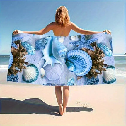 Blue Seashell Starfish Beach Towel, Quick Dry Sand‑Free Microfiber Towel for Summer Beach Pool Travel blue-seashell-starfish-beach-towel-quick-dry-sand-free-microfiber-towel-for-summer-beach-pool-travel-1