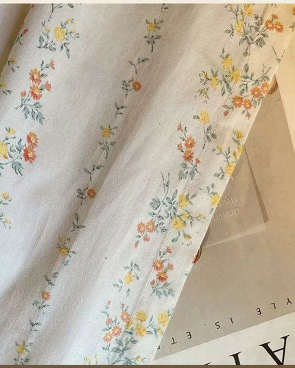 French Floral Cotton Rod Pocket Curtains for Kitchen & Bath – Retro Short Blinds & Partitions