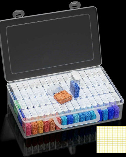 Deluxe 64-Compartment Diamond Painting Bead Storage Organizer with Labels