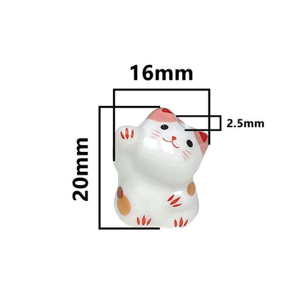Charming Anime-Inspired Lucky Cat Ceramic Beads for Creative Jewelry Projects - 15x21mm Porcelain Essentials with Vertical Hole