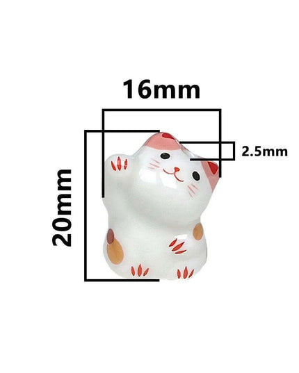 Charming Anime-Inspired Lucky Cat Ceramic Beads for Creative Jewelry Projects - 15x21mm Porcelain Essentials with Vertical Hole
