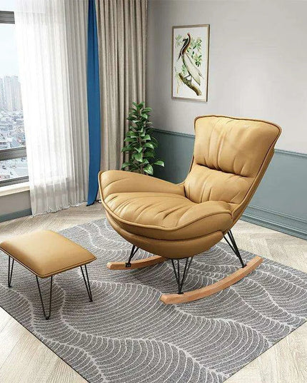 Elegant Genuine Leather Rocking Chair for Ultimate Comfort and Style