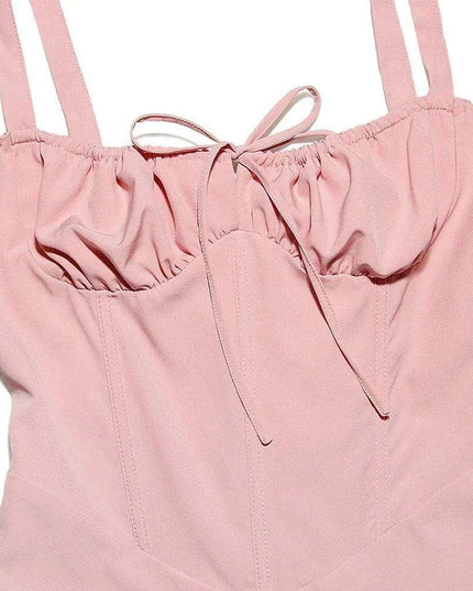 Elegant Black Midi Dress for Women - Lace-Up Spaghetti Strap Summer Party Dress 2023