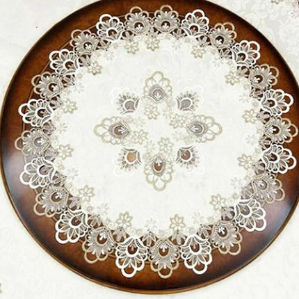 European Lace Trim Round Tablecloth