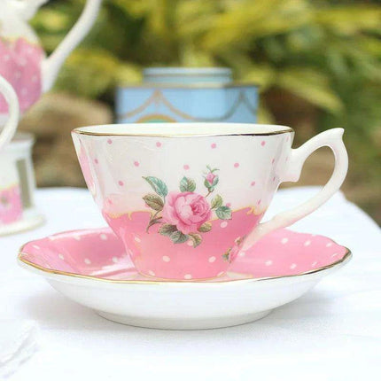 Elegant European Bone China Tea Set with Ceramic Spoons - Luxurious 9-Piece Collection for Coffee and Espresso