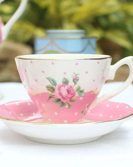 Elegant European Bone China Tea Set with Ceramic Spoons - Luxurious 9-Piece Collection for Coffee and Espresso