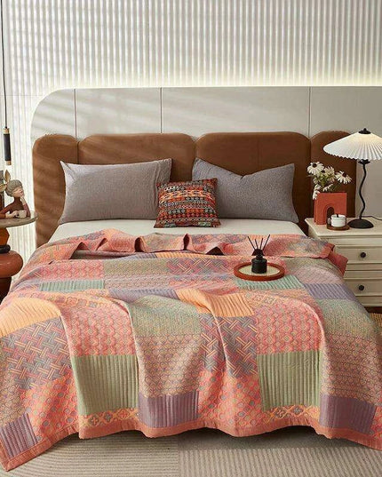 Dreamy Cotton Jacquard Blanket Set - Perfect All-Season Comfort and Style