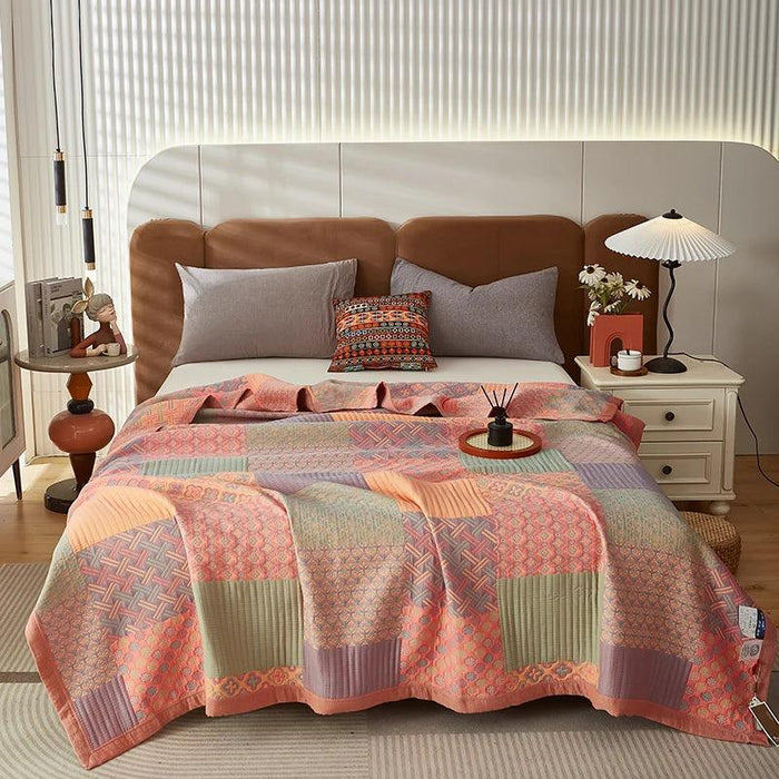 Dreamy Cotton Jacquard Blanket Set - Perfect All-Season Comfort and Style