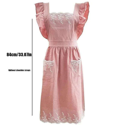 Charming Retro Floral Cotton-Linen Apron Dress for Women