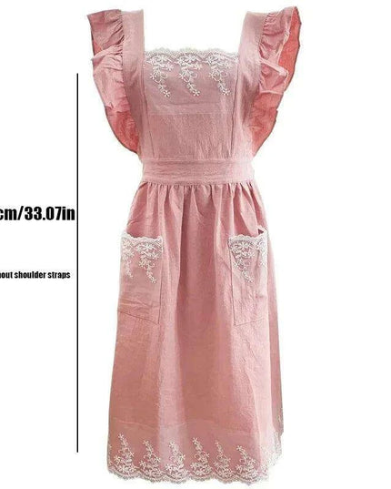 Charming Retro Floral Cotton-Linen Apron Dress for Women