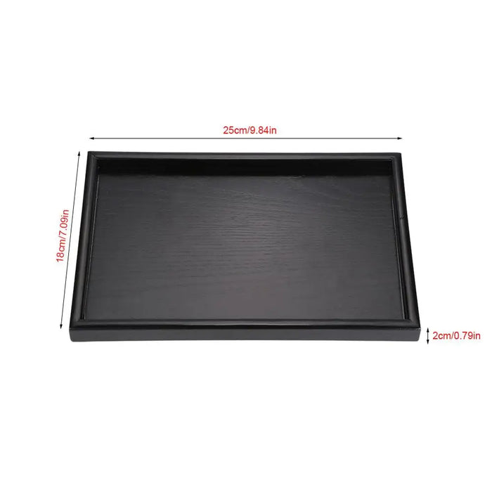 Elegant Black Solid Wood Serving Tray for Tea and Food