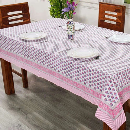 Elegant Blue-Green Floral Leaf Design Waterproof Table Cover