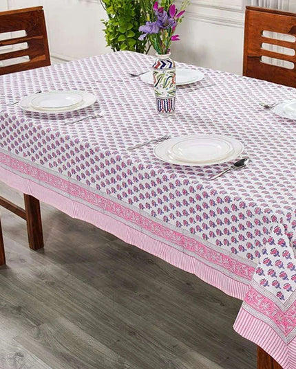 Elegant Blue-Green Floral Leaf Design Waterproof Table Cover