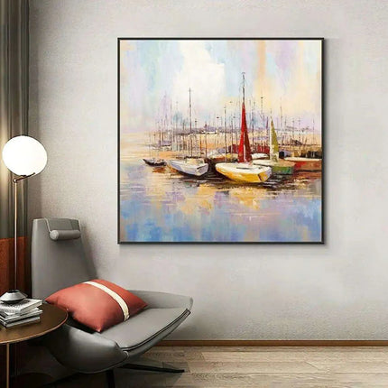 Coastal Calm: Handcrafted Seascape Oil Painting for Tranquil Home Decor
