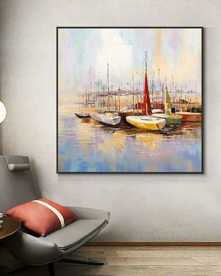 Coastal Calm: Handcrafted Seascape Oil Painting for Tranquil Home Decor
