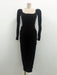 Chic Velvet Long Sleeve Cross-Front Dress with Zipper Detail for Women